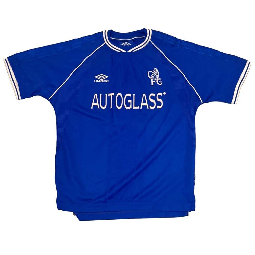 Umbro Chelsea 1999-01 Home Soccer Jersey Autoglass Men's Medium Blue Vintage 90s